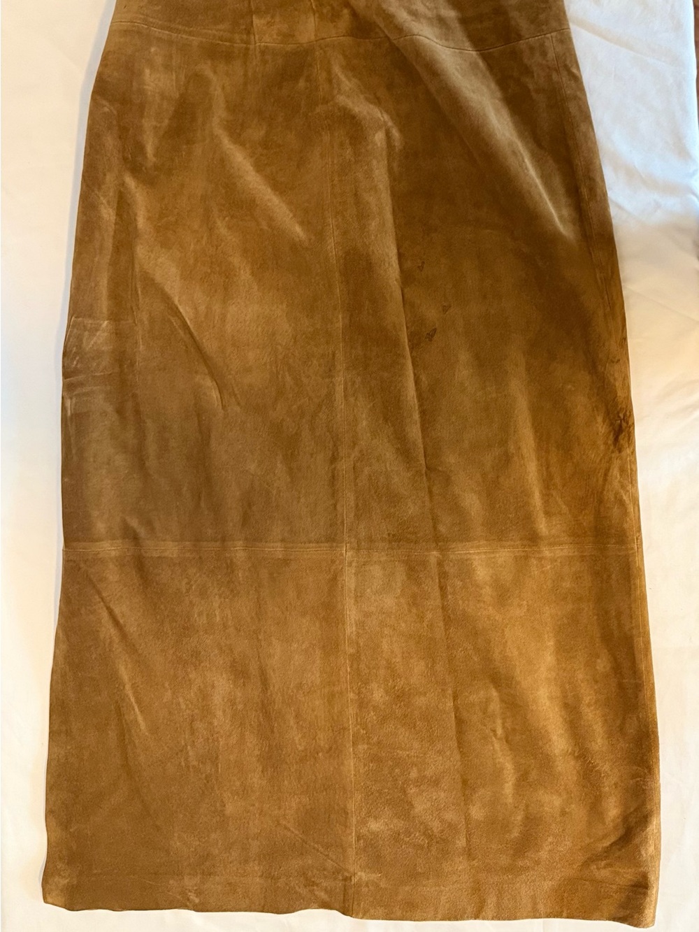 Kate Hill Brown Suede Leather Midi Pencil Skirt Size 14 (KK1)
